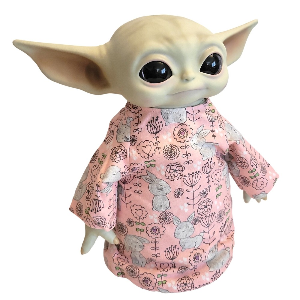 Bunny Dress for 11" Grogu Baby Yoda Mattel Grogu Girl Yodette Dolls- Pink Floral